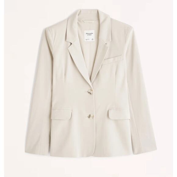 Abercrombie & Fitch Slim Suiting Blazer Jacket Taupe Beige XS Career Fall Layer - Picture 4 of 11